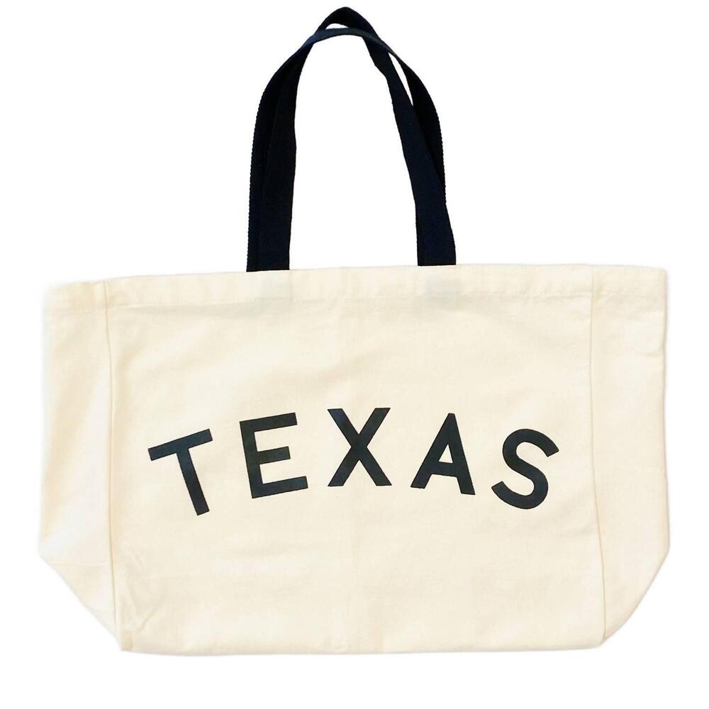 NEW ELLISON+YOUNG women's state on my mind canvas tote texas in white